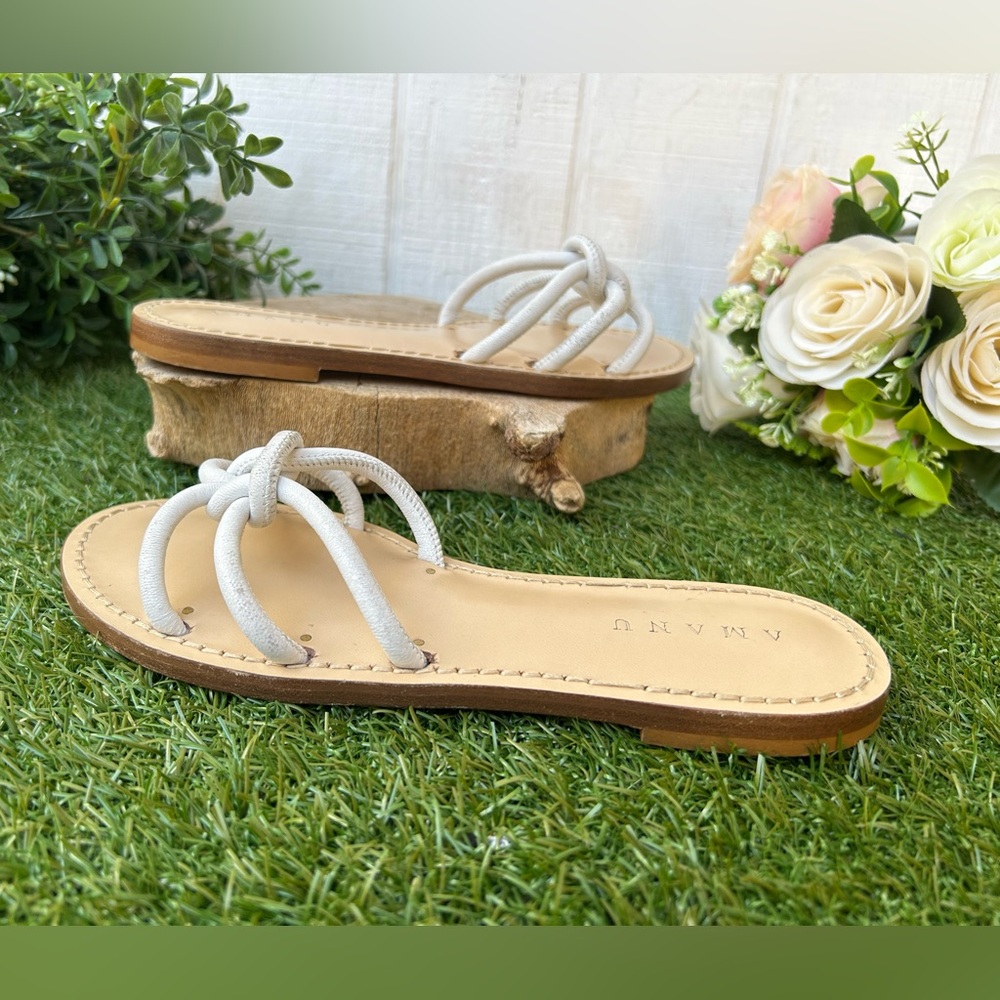 Amanu Handmade Zanzibar white Slide Sandals size 5 New - Picture 4 of 13